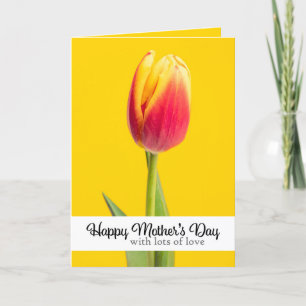 Frohen Muttertag mit Liebe Pretty Tulpe auf Gelb Feiertagskarte