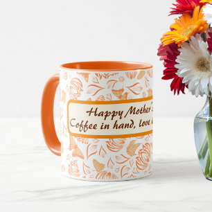 Frohen Muttertag mit Orange Butterfly Muster Tasse