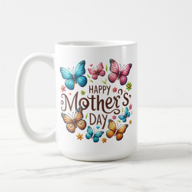 Frohen Muttertag mit Schmetterlingen Clipart Kaffeetasse (Links)