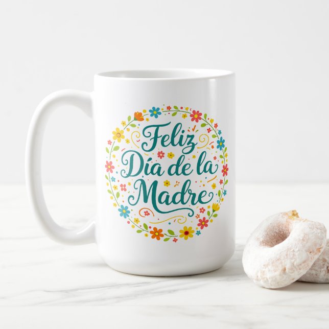 Frohen Muttertag Muttertag Kalligrafie |  Kaffeetasse (Mit Donut)