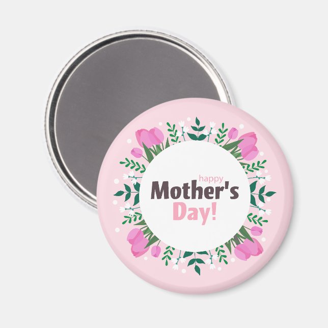 Frohen Muttertag  Pinke Tulpen Magnet (Vorderseite/Rückseite)