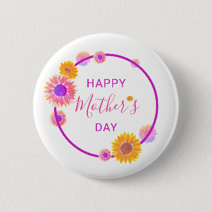 Frohen Muttertag Rosa Floraler Kreis Button