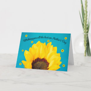 Frohen Muttertag Sonnenblume auf Blau  Feiertagskarte