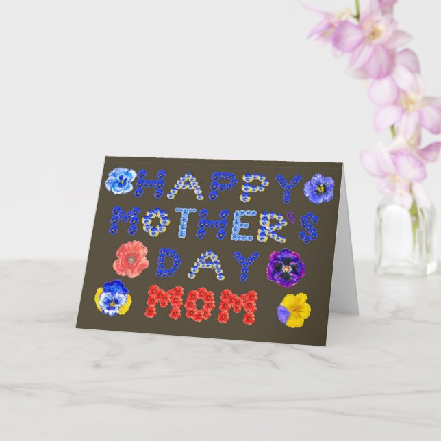 Frohen Muttertag Stiefmütterchen Und Mohn Schrift  Karte (Orchidee)