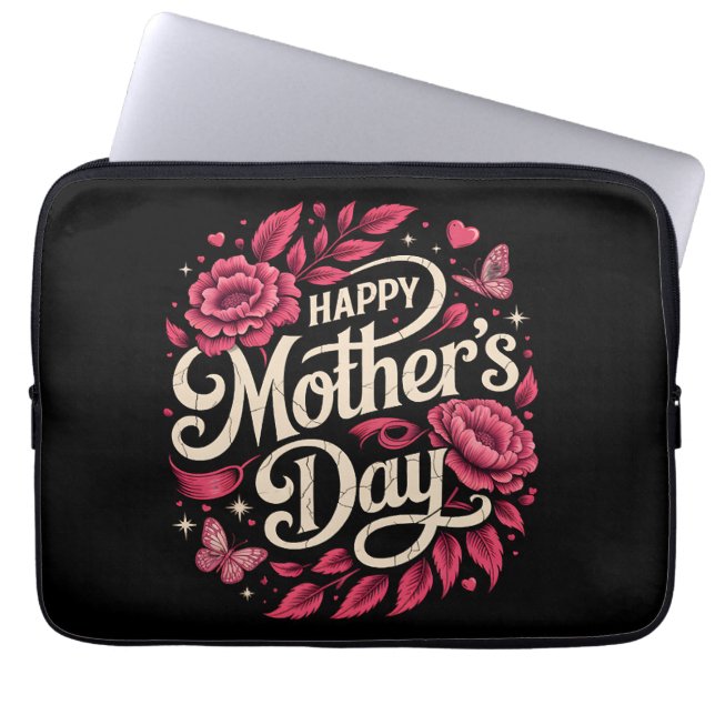 Frohen Muttertag, süße Blumen-Mama Laptopschutzhülle (Vorderseite)