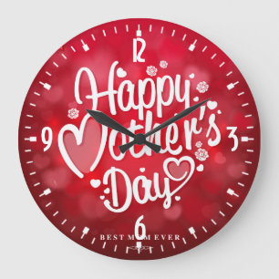 Frohen Muttertag Typography-23534 Große Wanduhr