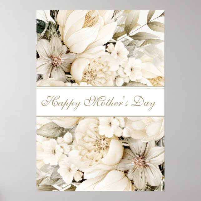 Frohen Muttertag Vanillecreme Florale Schrift Poster (Vorne)