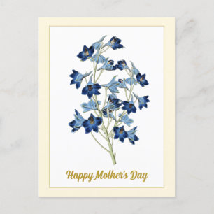 Frohen Muttertag Vintage Blaue Glocken Blumen Postkarte