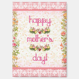 Frohen Muttertag Vintage Rosa Spitze Stil Magnet