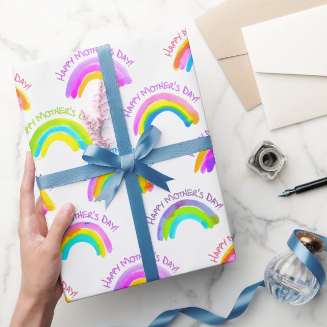 Frohen Muttertag Wasserfarbe Regenbogen Muster Geschenkpapier (Schenken)