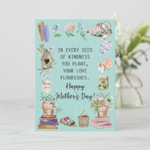 Frohen Muttertag Wasserfarben-Blumen-Gartenarbeit  Feiertagskarte
