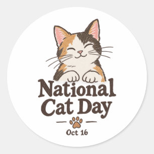 Frohen Nationalen Katzentag 2026 Aufkleber für Kat