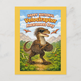 Frohen Nationalen Velociraptor-Bewusstseinstag – L Postkarte