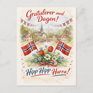 Frohen norwegischen Verfassungstag - 17. Mai Sytte Postkarte