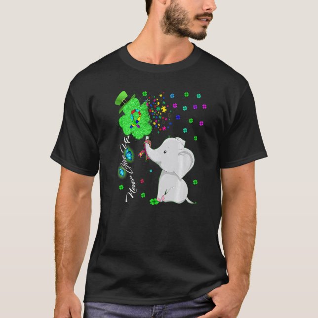 Frohen Patrick-Tag Elefant-Autismus-Bewusstsein T-Shirt (Vorderseite)