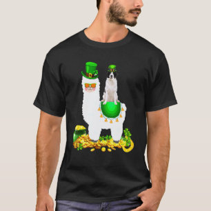 Frohen Patrick-Tag Kobold Landseer Reit-Llama T-Shirt