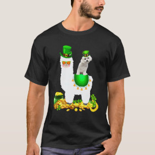 Frohen Patrick-Tag Kobold Malteser Reitend auf Lam T-Shirt