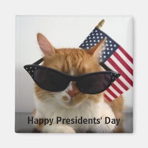 Frohen Presidents' Day Coole Katze mit Flagge Magn Magnet