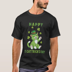 Frohen Sankt Cattrick's Tag Meow Glückliche Irisch T-Shirt