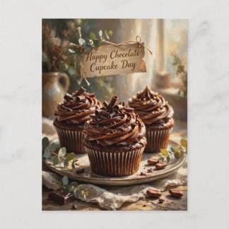 Frohen Schokoladen-Cupcake-Tag Postkarte