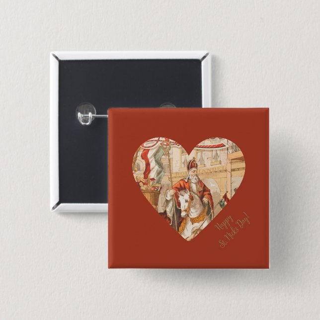 Frohen St. Nikolaus-Tag Sinterklaas Nikolaus Button (Vorne & Hinten)