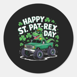 Frohen St Pat-rex Patricks Tag Dinosaurier Monster Runder Aufkleber
