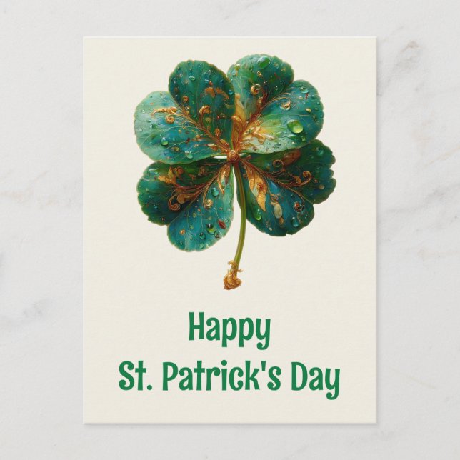 Frohen St. Patrick’s-Tag Eleganter Shamrock Postkarte (Vorderseite)