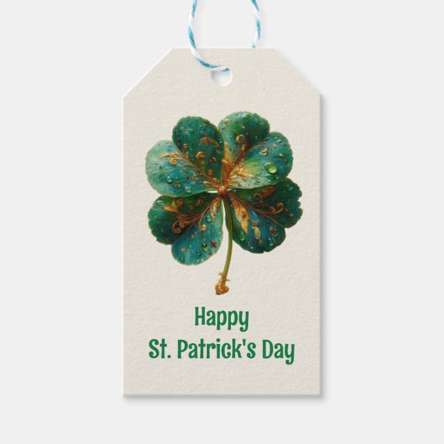 Frohen St. Patrick’s Tag Elegantes Kleeblatt Geschenkanhänger (Vorderseite)