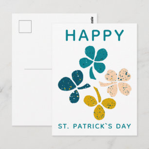 Frohen St. Patrick`s Tag Kleeblatt Zeichnung Postkarte