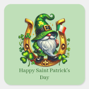 Frohen St. Patrick's Day anpassbarer Leprechaun  Quadratischer Aufkleber