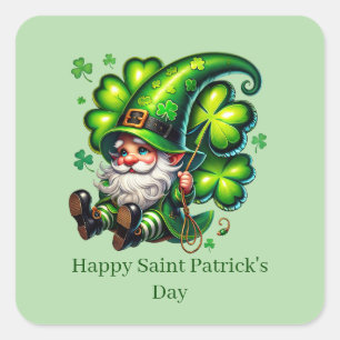 Frohen St. Patrick's Day anpassbarer Leprechaun Quadratischer Aufkleber