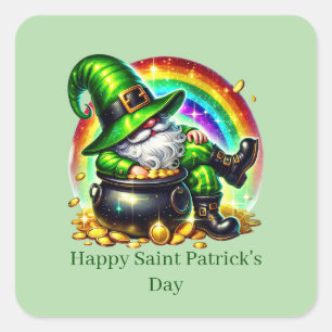 Frohen St. Patrick's Day anpassbarer Leprechaun Quadratischer Aufkleber