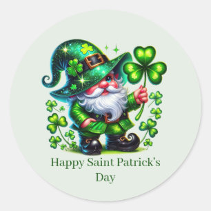 Frohen St. Patrick's Day anpassbarer Leprechaun  Runder Aufkleber