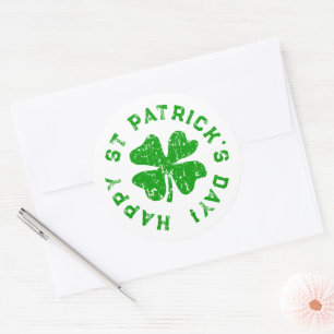 Frohen St. Patrick's Day Bedrucktes Kleeblatt Runder Aufkleber