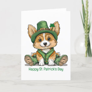 Frohen St. Patrick's Day Corgi Hund Feiertagskarte
