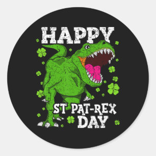 Frohen St. Patrick's Day Dinosaurier T-Rex Jungen  Runder Aufkleber