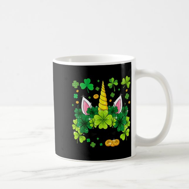 Frohen St. Patrick's Day Einhorn Gesicht Irisches  Kaffeetasse (Rechts)
