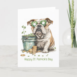 Frohen St. Patrick's Day Englische Bulldogge Feiertagskarte