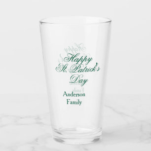 Frohen St. Patrick's Day Familienname grün minimal Glas