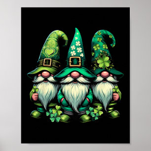 Frohen St. Patrick's Day Glück Kleeblatt Gnome Iri Poster