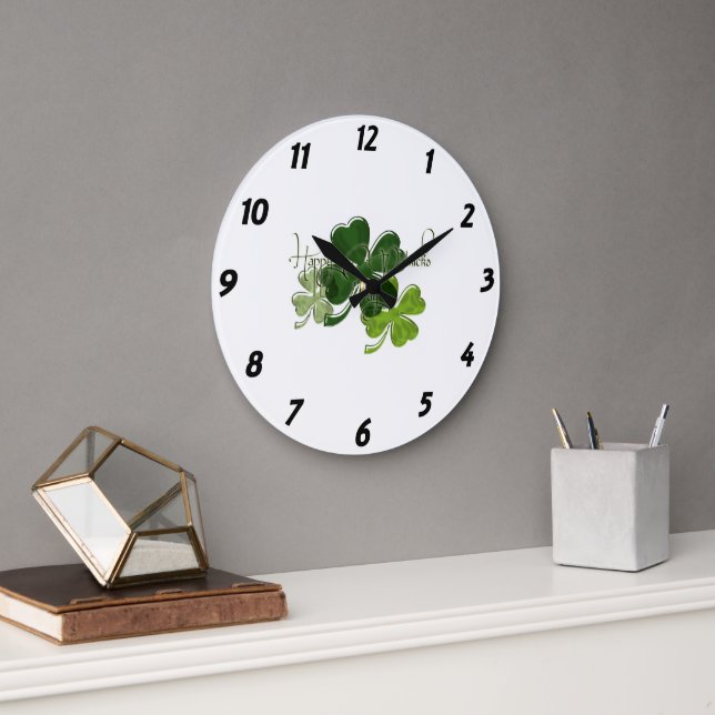 Frohen St. Patrick's Day Große Wanduhr (Büro)
