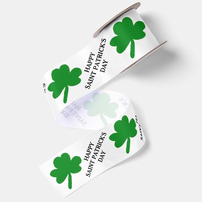 Frohen St. Patrick's Day Grüne Shamrocks 3" Satinband (Rückseite)