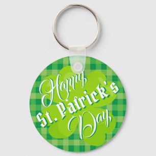 Frohen St. Patrick's Day Grüner Tartan Glücksklee Schlüsselanhänger