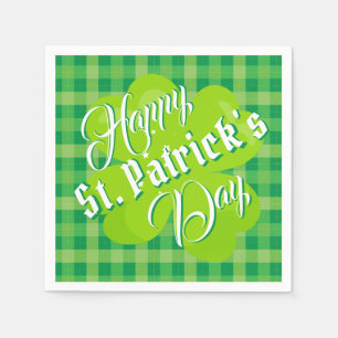 Frohen St. Patrick's Day Grüner Tartan Glücksklee Serviette