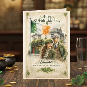 Frohen St. Patrick's Day Grußkarte   Vintage Irisc Karte