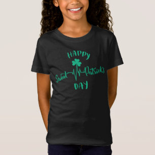 Frohen St. Patrick's Day Herzschlag Puls Kleeblatt T-Shirt