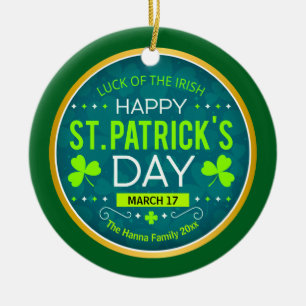 FROHEN ST. PATRICK'S DAY, "IRISCHES GLÜCK" KERAMIK ORNAMENT