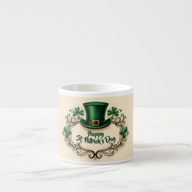 Frohen St. Patrick's Day Kleeblatt-Design Espressotasse (Vorderseite)