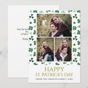 Frohen St. Patrick's Day Kleeblatt Familie 3 Foto Feiertagskarte