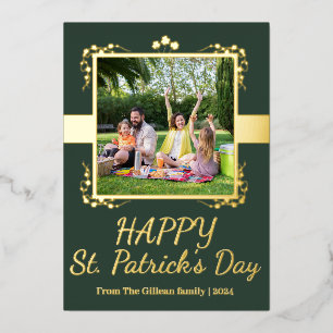 Frohen St. Patrick's Day Kleeblatt Familie Ein Fot Folien Feiertagskarte